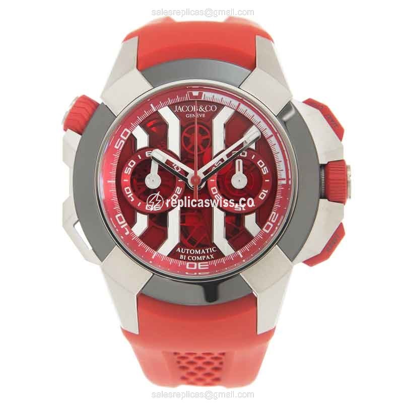 Jacob & Co EC313.20.SB.RR.BHD4D EPIC X CHRONO - Automatic Titanium Case - Red Dial & Strap - View 2