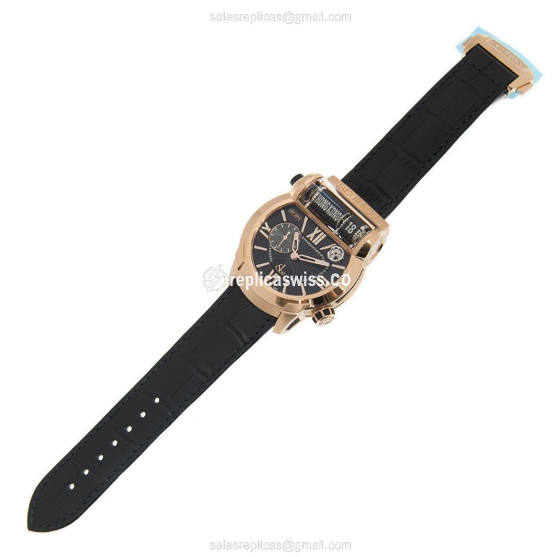 Jacob & Co ES101.40.NS.LR.ACA4D - Rose Gold Case - Black Dial - Automatic - Leather Strap - View 2