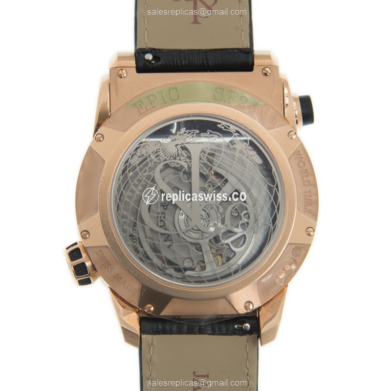 Jacob & Co ES101.40.NS.LR.ACA4D - Rose Gold Case - Black Dial - Automatic - Leather Strap - View 3