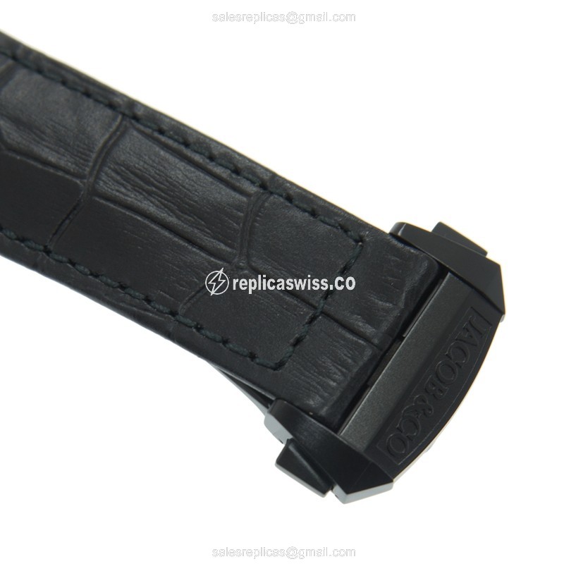 Jacob & Co ES100.21.NS.LH.ACA4D - Automatic Titanium - Black Dial - Leather Strap - Buckle Clasp - View 4