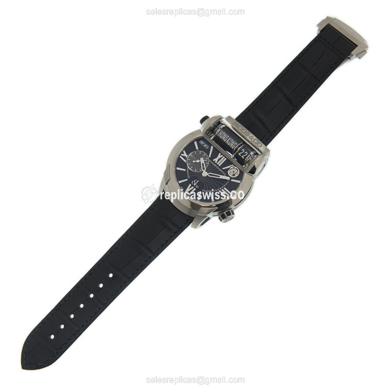 Jacob & Co ES101.20.NS.LH.ACA4D Replica - Automatic - Titanium - Black - Alligator Strap - View 2
