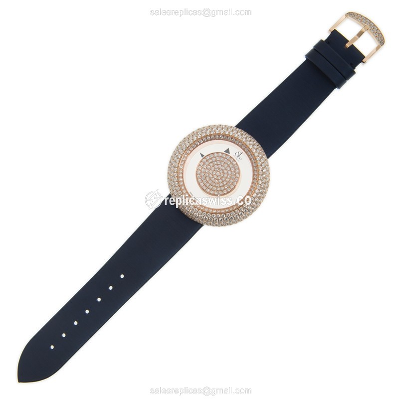 Jacob & Co BM556.40.RD.RD.ABSAA - Quartz - Rose Gold Case - Skull Dial - Blue Silk Strap - View 2