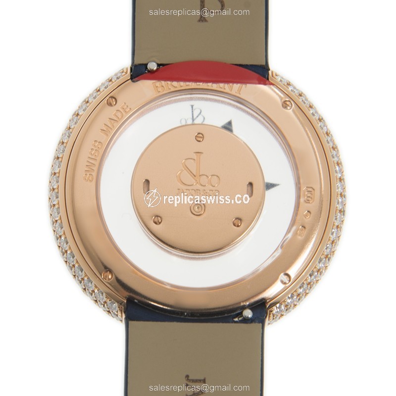 Jacob & Co BM556.40.RD.RD.ABSAA - Quartz - Rose Gold Case - Skull Dial - Blue Silk Strap - View 3