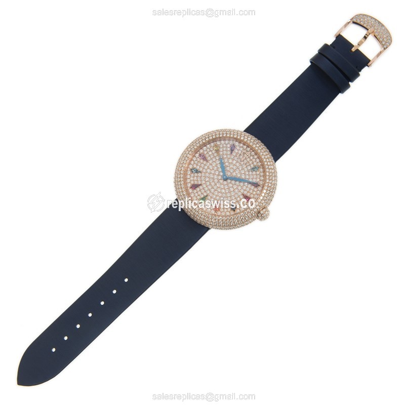 Jacob & Co BQ030.40.RH.RR.ASK4A - Quartz - 18kt Rose Gold - Diamond Gold Dial - Blue Silk Strap - Buckle Clasp - View 2