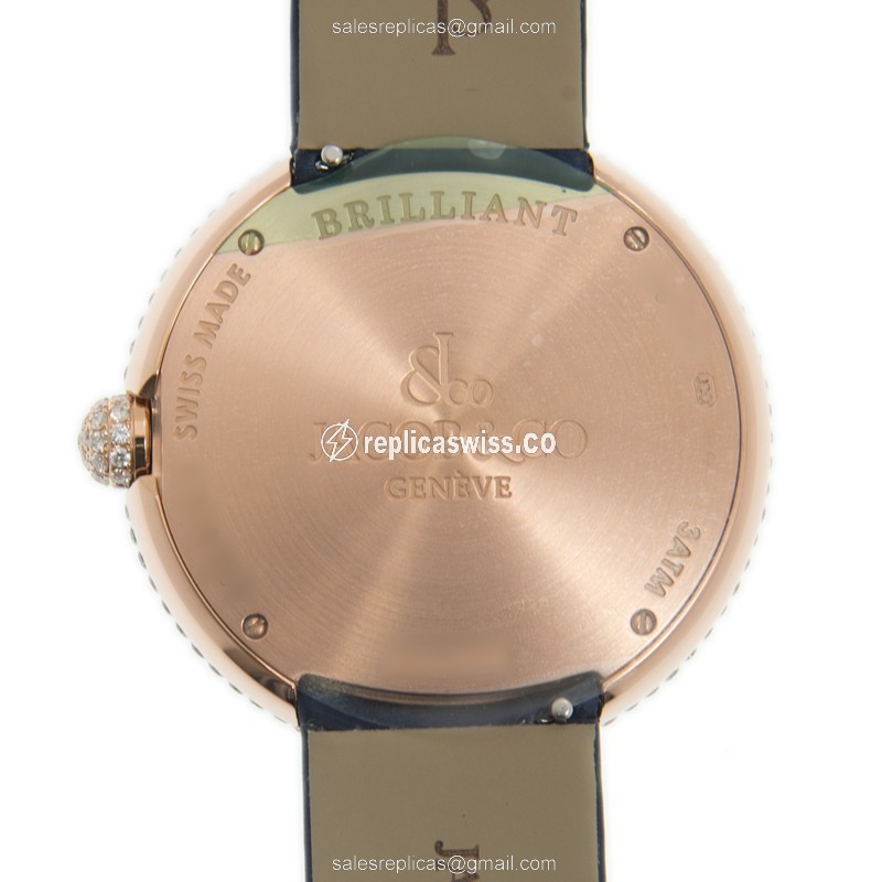 Jacob & Co BQ030.40.RH.RR.ASK4A - Quartz - 18kt Rose Gold - Diamond Gold Dial - Blue Silk Strap - Buckle Clasp - View 3