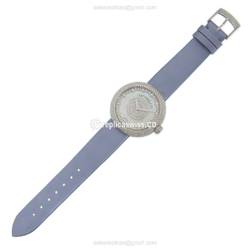 Jacob & Co BQ020.10.RD.PL.ABSAA - Quartz - White Dial - Buckle Clasp - Purple Silk Strap - View 2