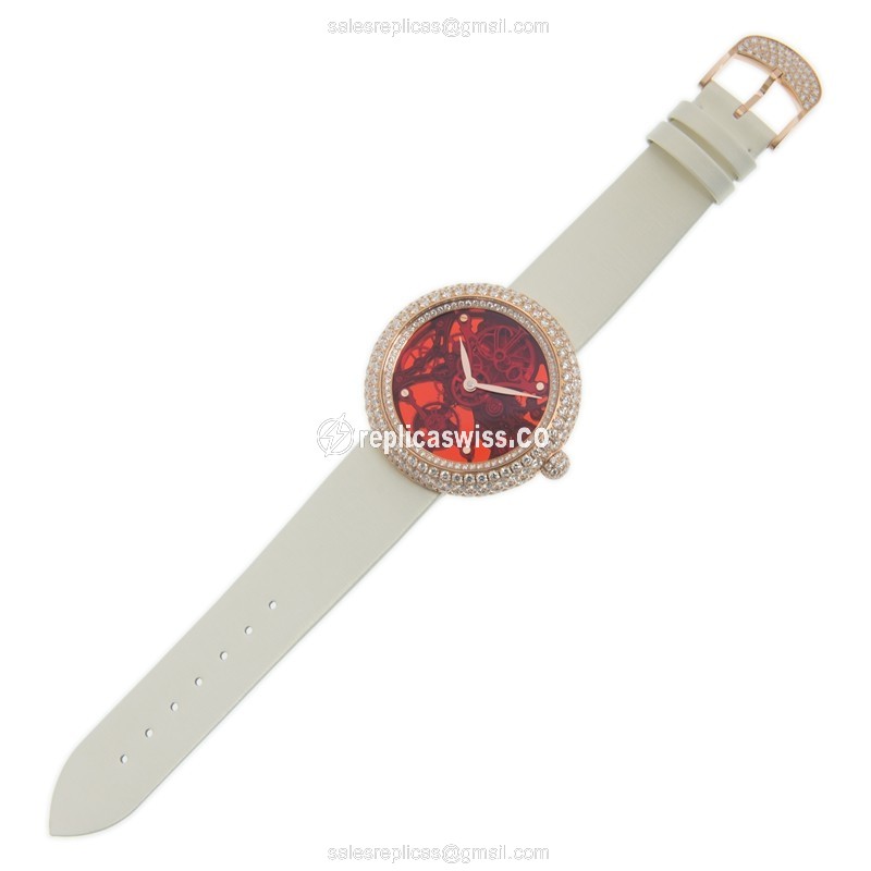 Jacob & Co BS431.40.RD.QR.ASB4A Replica - Automatic 18kt Rose Gold & Diamond Red Dial Silk White Buckle - View 2
