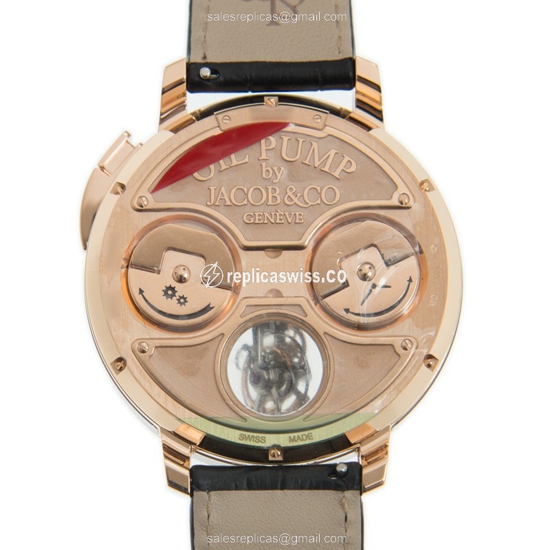 Jacob & Co OI100.40.AA.AA.ACA4S - Manual Wind - 18kt Rose Gold - Skull Dial - Black Alligator Strap - View 3