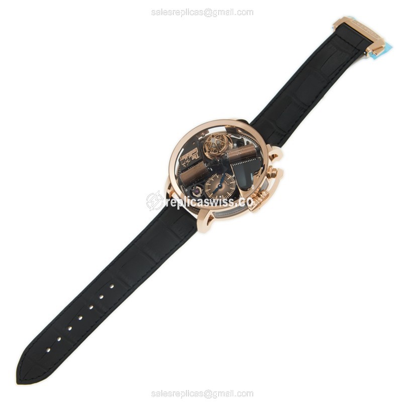 Jacob & Co. Replica Opera Godfather - Manual - 18kt Rose Gold - Skull Dial - Blue Alligator Strap - View 2