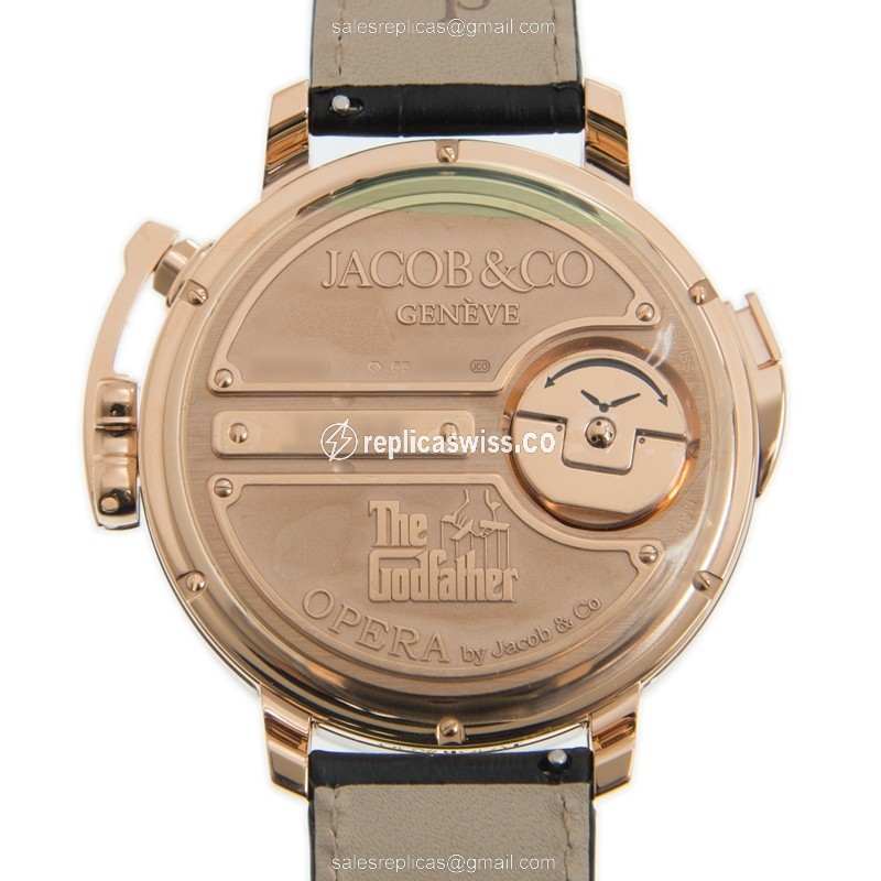 Jacob & Co. Replica Opera Godfather - Manual - 18kt Rose Gold - Skull Dial - Blue Alligator Strap - View 3