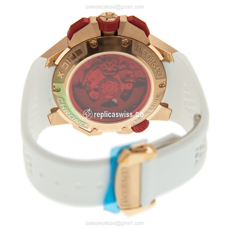 Jacob & Co EC313.42.SA.RR.FHB4D - Rose Gold Case - Titanium - Automatic - Red Dial - White Rubber Strap - View 4