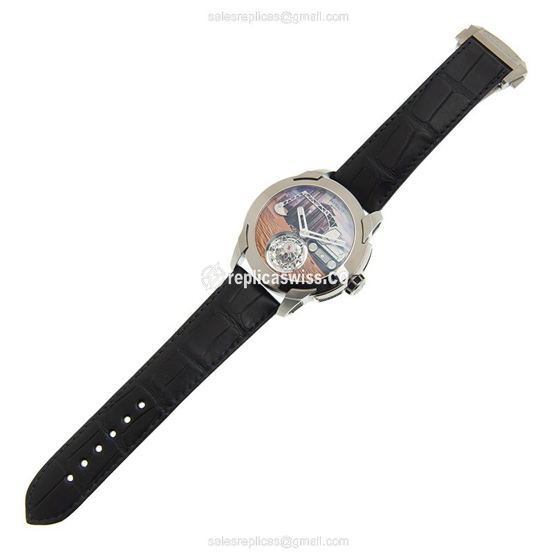 Jacob & Co PI422.20.AB.AB.ACA4D PIONEER - Manual Wind - Titanium Case - Brown Dial - Black Alligator Strap - View 2