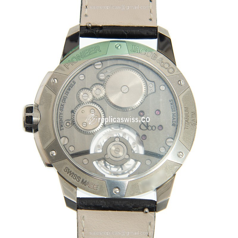 Jacob & Co PI422.20.AB.AB.ACA4D PIONEER - Manual Wind - Titanium Case - Brown Dial - Black Alligator Strap - View 3
