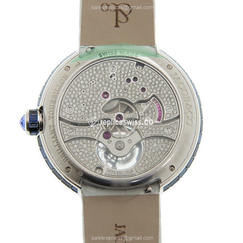 Jacob & Co BT543.30.CB.CB.BBSAA - Automatic - 18kt White Gold - Diamond Blue Dial - White Leather Strap - View 3
