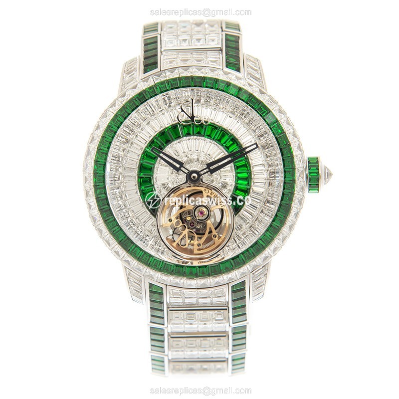 Jacob & Co CAVIAR Tourbillon - Manual - 18kt White Gold - Diamond Case - Silver Dial - View 2