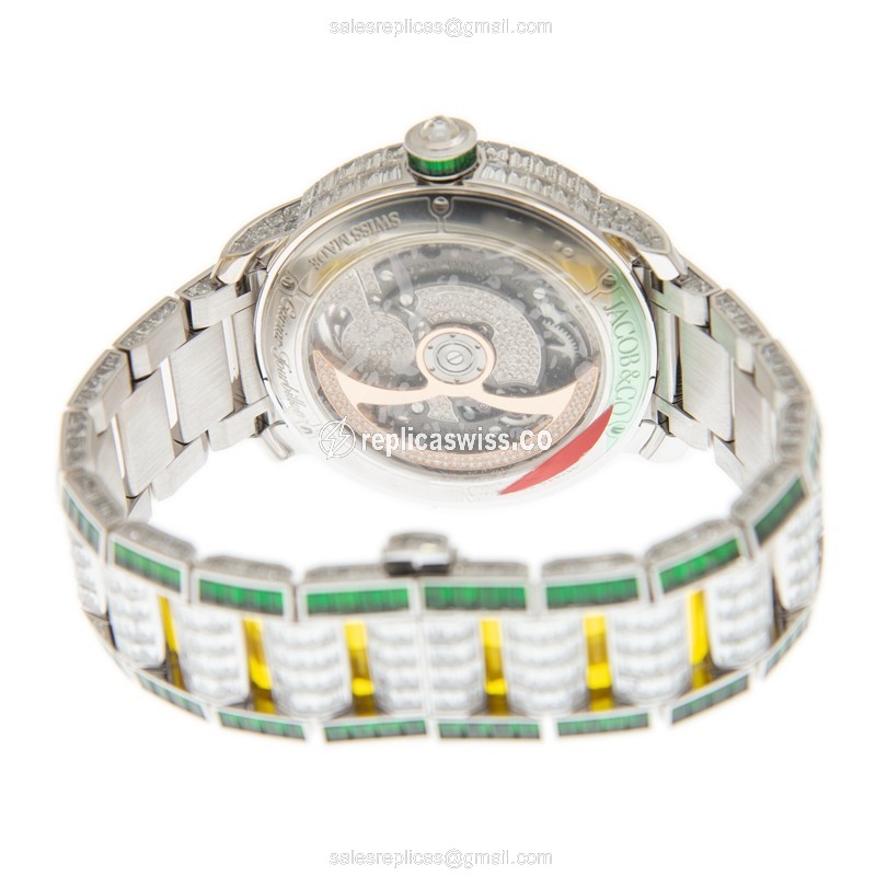 Jacob & Co CAVIAR Tourbillon - Manual - 18kt White Gold - Diamond Case - Silver Dial - View 4