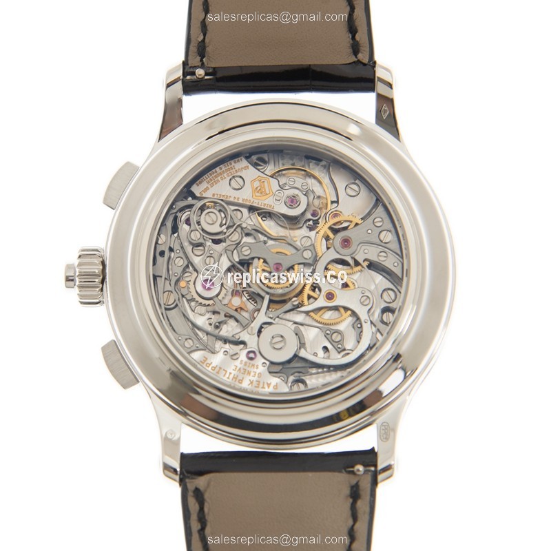 Patek Philippe 5370P-001 Complications Manual Wind - Platinum Case, Black Dial, Alligator Black Strap - View 3