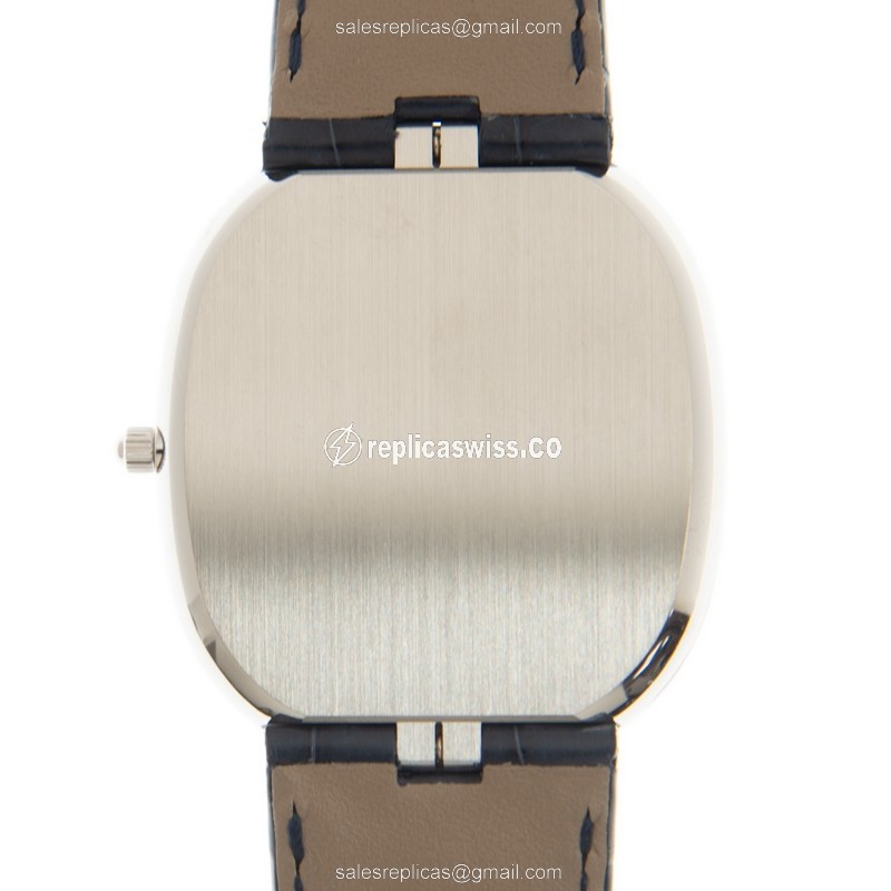 Patek Philippe Golden Ellipse Replica - Automatic - Platinum Case - Blue Dial & Leather Strap - View 3