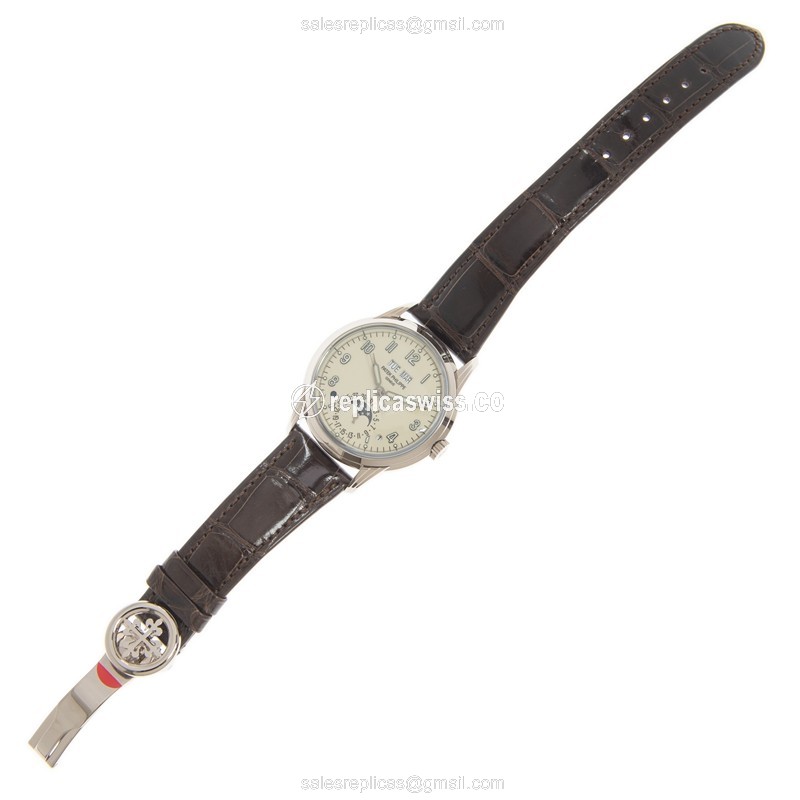 Patek Philippe 5320G-001 Replica - Automatic - 18kt Gold - White Dial - Brown Alligator Strap - View 2