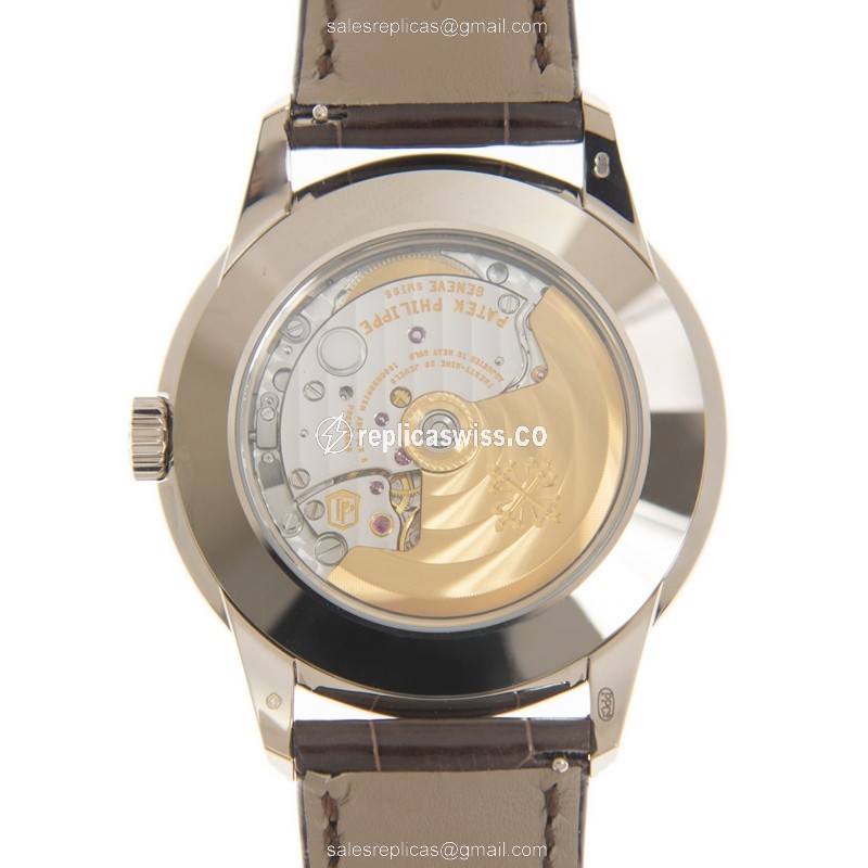 Patek Philippe 5320G-001 Replica - Automatic - 18kt Gold - White Dial - Brown Alligator Strap - View 3
