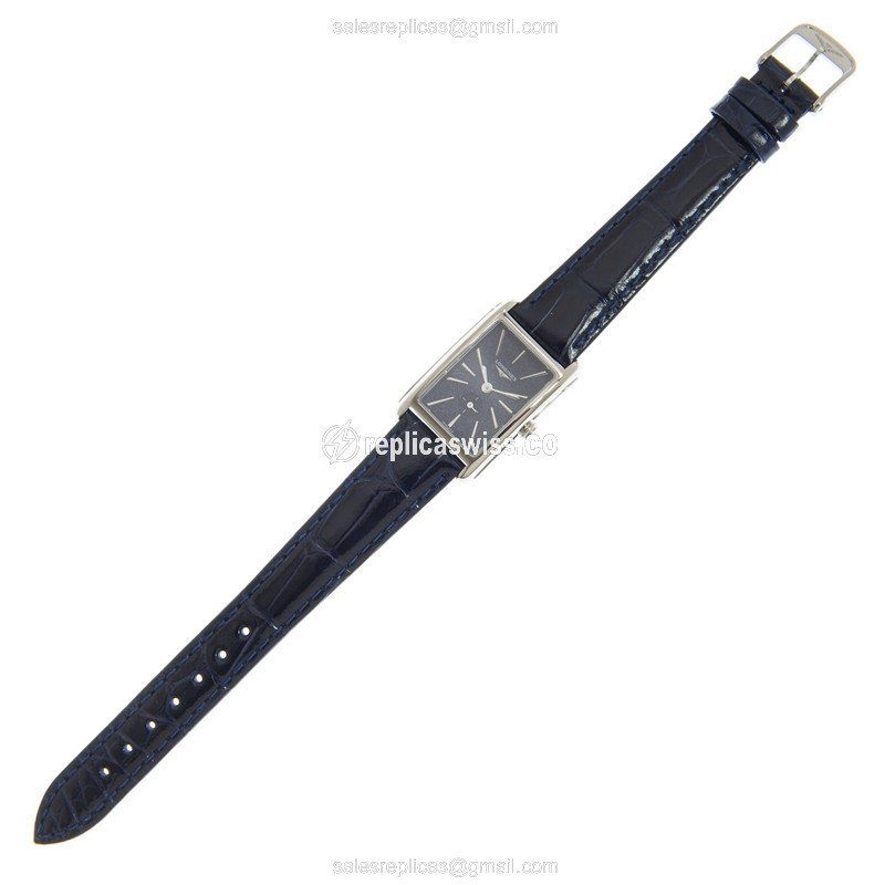 Longines Dolce Vita Replica - Quartz - Steel Case - Blue Dial, Alligator Strap - View 2