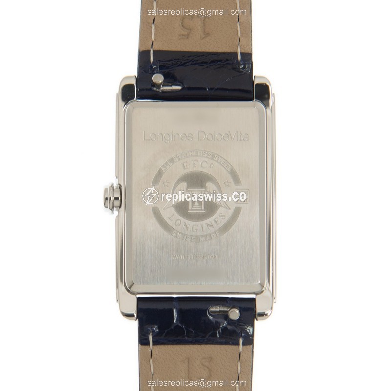 Longines Dolce Vita Replica - Quartz - Steel Case - Blue Dial, Alligator Strap - View 3