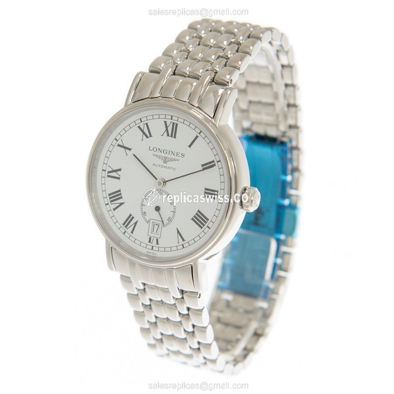 Longines Presence Replica - Automatic - Steel Case, White Dial - Silver Steel Clasp - View 3
