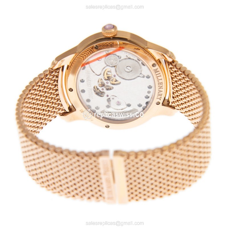Audemars Piguet 77247OR.ZZ.1272OR.01 Replica - Manual Wind - 18kt Rose Gold - Diamond Dial - White - Gold Clasp - View 4