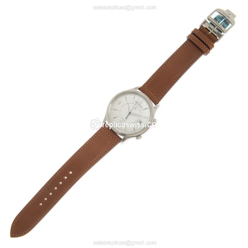 Jaeger-Lecoultre Q4118420 Replica - Ultra Thin - Automatic - Steel Case - Silver Dial - Brown Leather Strap - View 2