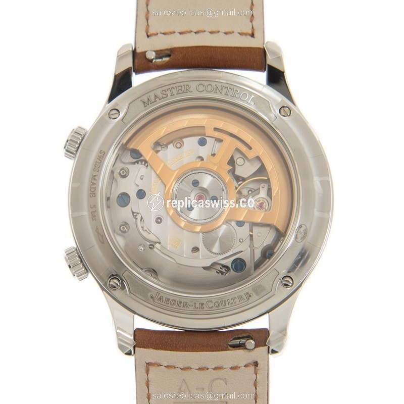 Jaeger-Lecoultre Q4118420 Replica - Ultra Thin - Automatic - Steel Case - Silver Dial - Brown Leather Strap - View 3