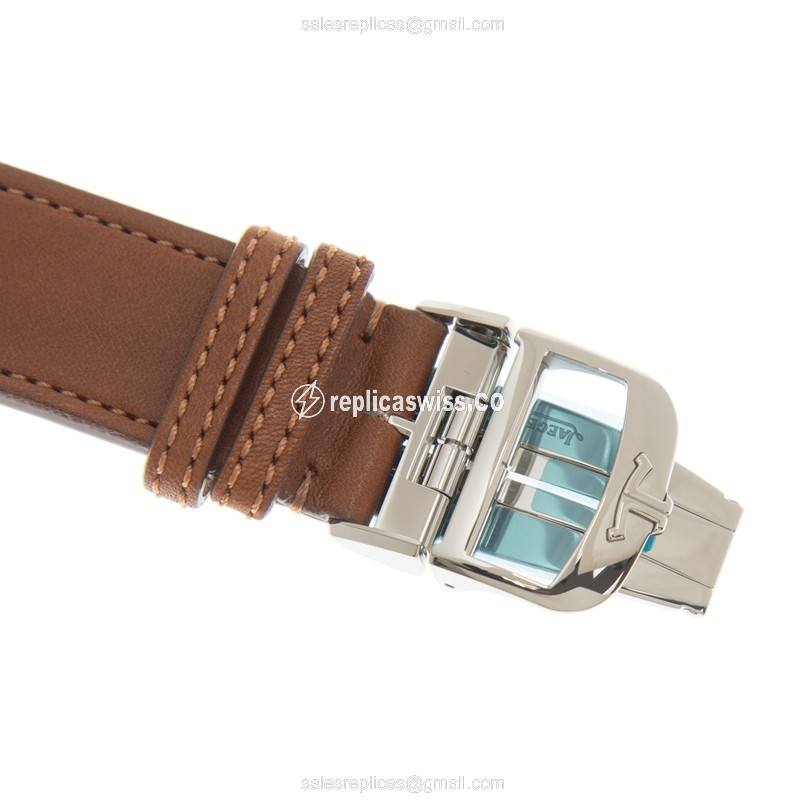Jaeger-Lecoultre Q4118420 Replica - Ultra Thin - Automatic - Steel Case - Silver Dial - Brown Leather Strap - View 4