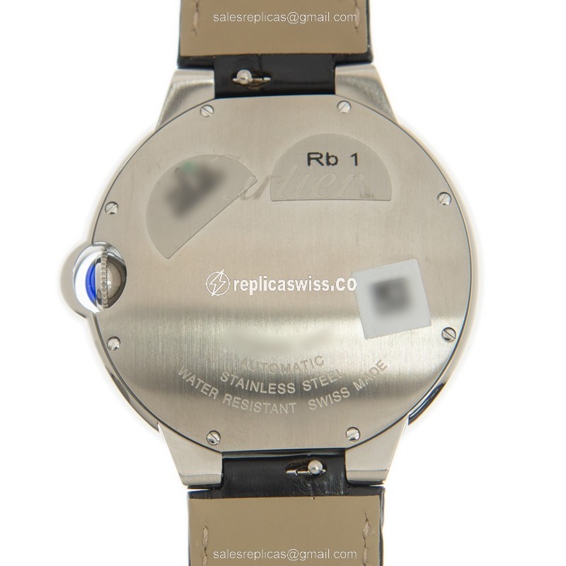 Cartier Ballon Bleu Replica - Automatic - Silver Dial - Steel Case - Black Alligator Strap - View 3