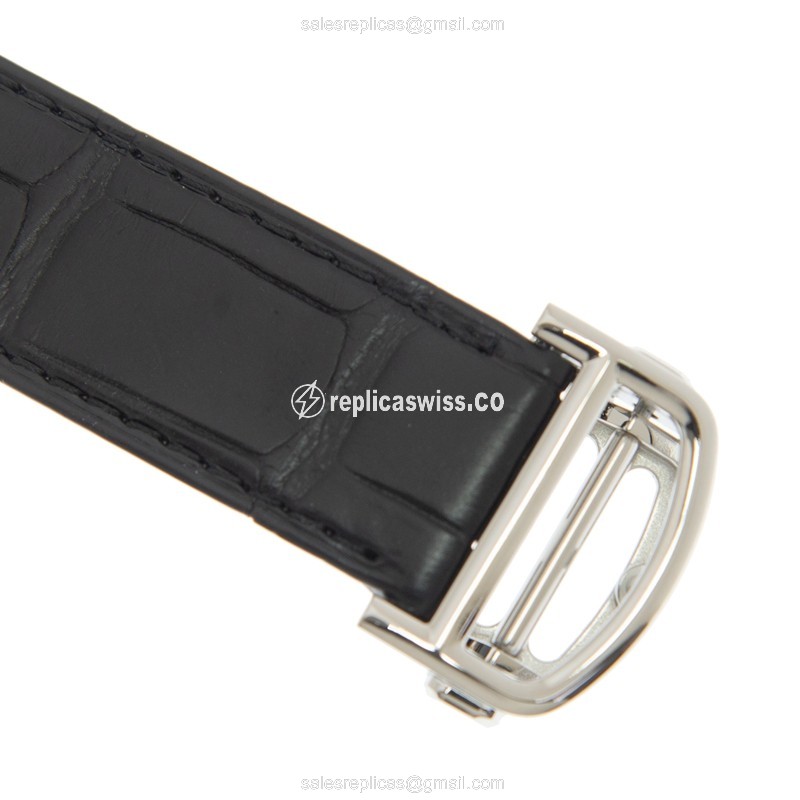 Cartier Ballon Bleu Replica - Automatic - Silver Dial - Steel Case - Black Alligator Strap - View 4