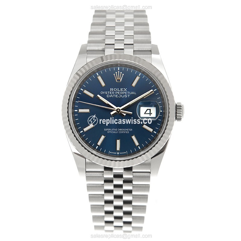 Rolex Datejust Replica - Automatic - White Gold & Steel - Blue Dial - View 2