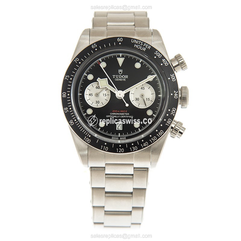 Tudor Black Bay Chrono Replica - Automatic - Steel - Black - Silver Steel Clasp - View 2