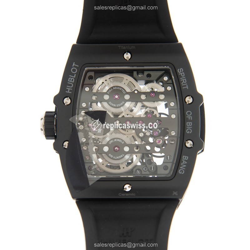 Hublot Spirit of Big Bang Replica - Manual - Ceramic - Transparent - Black Rubber Clasp - View 3