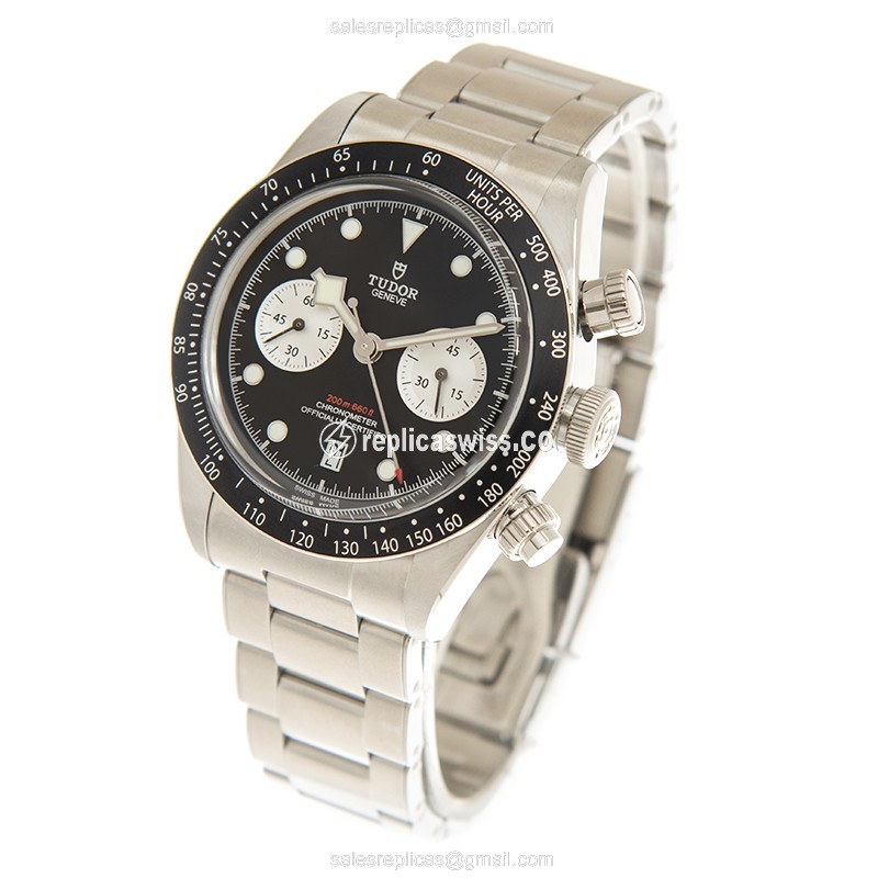 Tudor Black Bay Chrono Replica - Automatic - Steel - Black - Silver Steel Clasp - View 3