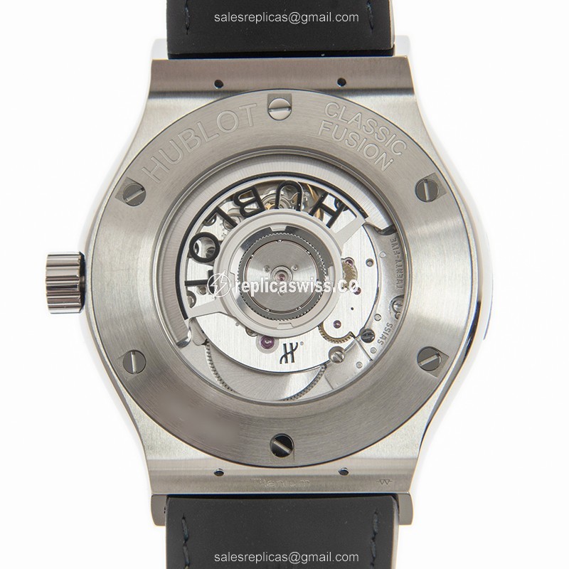 Hublot Classic Fusion Replica - Automatic - Titanium Case - Green Dial - Alligator Green Strap - View 3