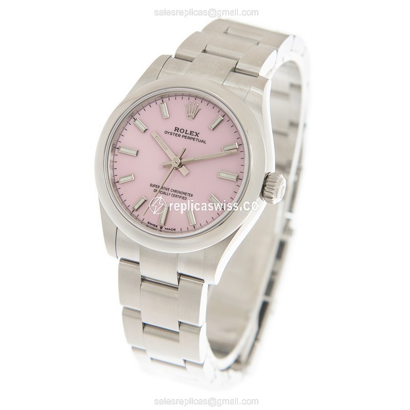 Rolex 277200-0009 Replica - Automatic - Steel Case - Pink Dial - Silver Strap - View 3