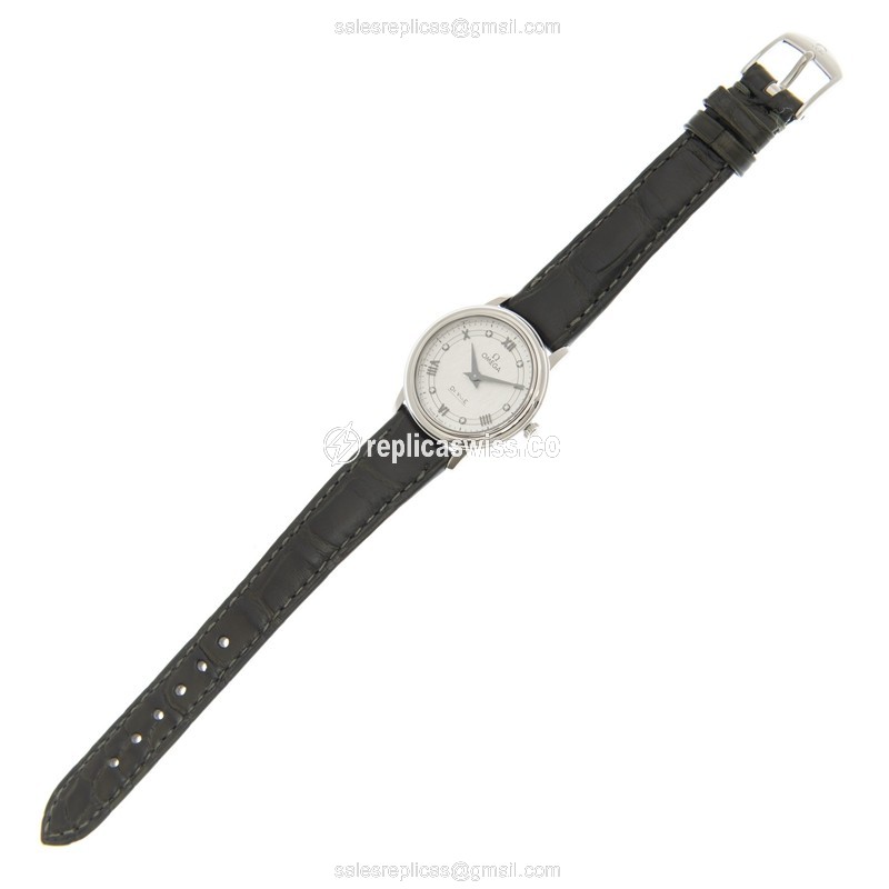Omega De Ville Replica - Quartz - Stainless Steel Case - Silver Dial - Leather Strap - View 2