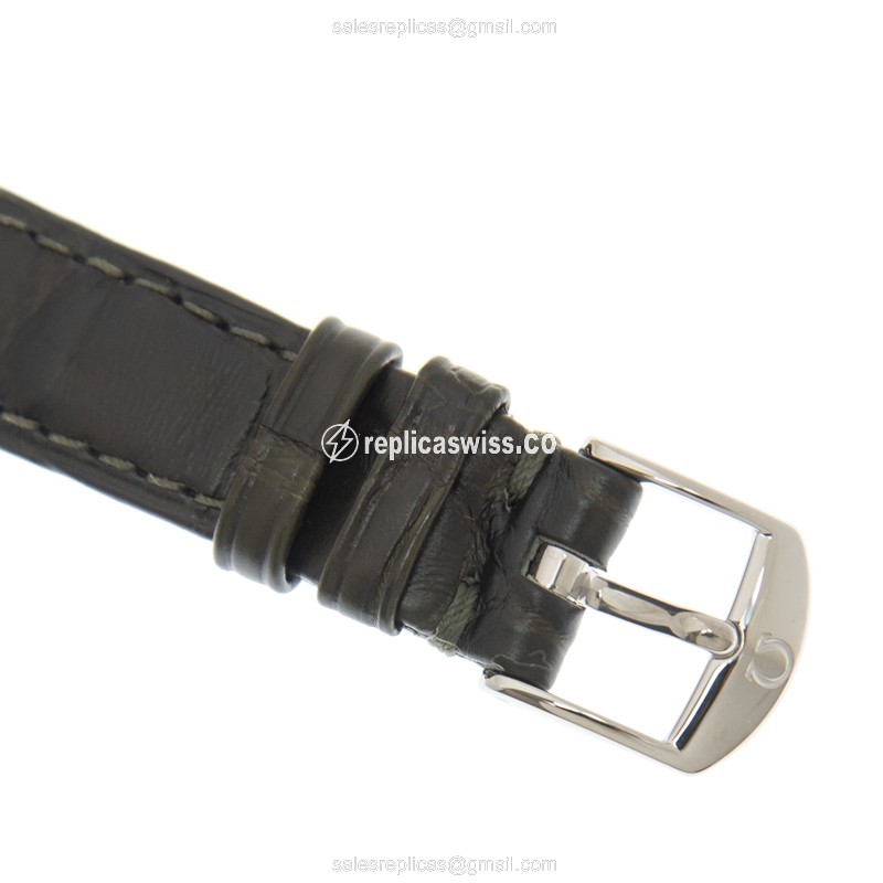 Omega De Ville Replica - Quartz - Stainless Steel Case - Silver Dial - Leather Strap - View 4