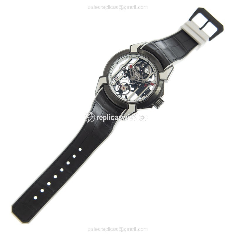 Jacob & Co. EX100.21.WR.WB.ABRU Replica - Automatic - Titanium Case - Skull Dial - White Rubber Strap - View 2