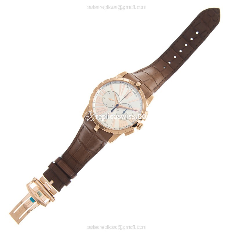 Roger Dubuis RDDBEX0390 EXCALIBUR - Automatic - 18kt Rose Gold - Gold Dial - Brown Alligator Strap - View 2