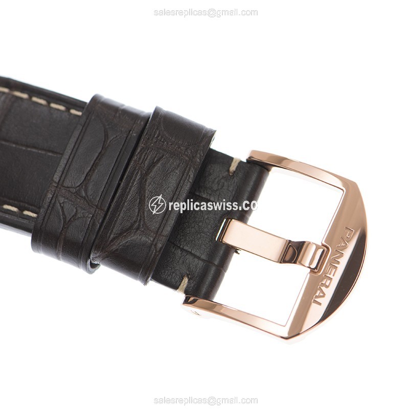 Panerai PAM00511 LUMINOR Replica - Manual - 18kt Gold - Brown Dial - Alligator Brown Strap - View 4