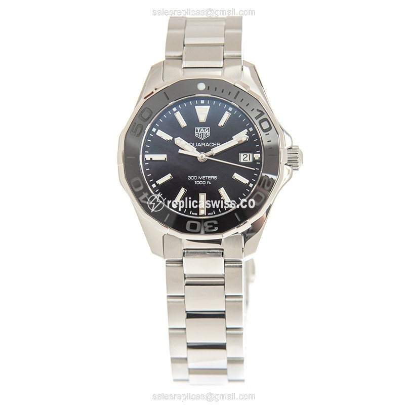 Tag Heuer AQUARACER Quartz - Steel Case - Black Dial - Silver Steel Band - View 2