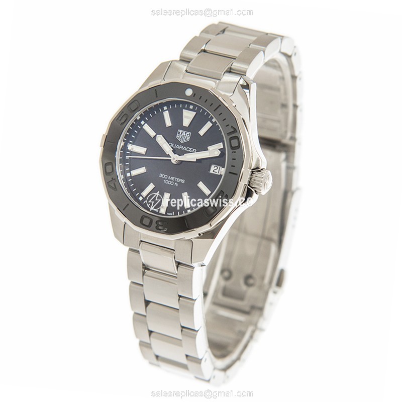 Tag Heuer AQUARACER Quartz - Steel Case - Black Dial - Silver Steel Band - View 3