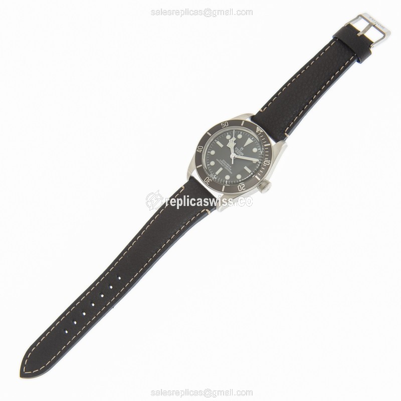 Automatic Tudor Black Bay 1958 Replica - Silver - Gray Dial - Leather Brown Buckle - View 2