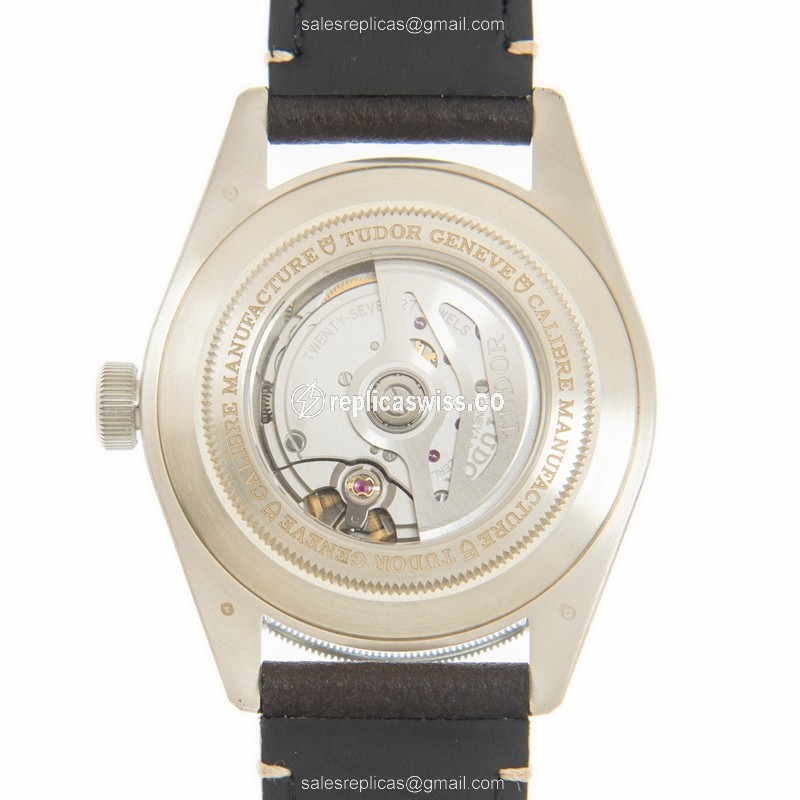 Automatic Tudor Black Bay 1958 Replica - Silver - Gray Dial - Leather Brown Buckle - View 3