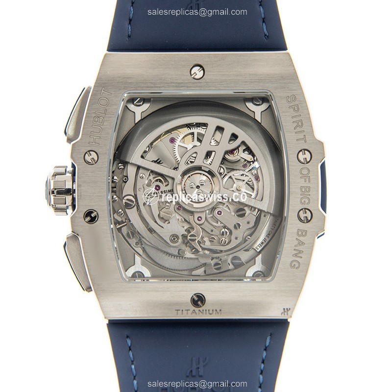Hublot BIG BANG Replica - Automatic - Silver Dial - Blue Alligator Strap - View 3