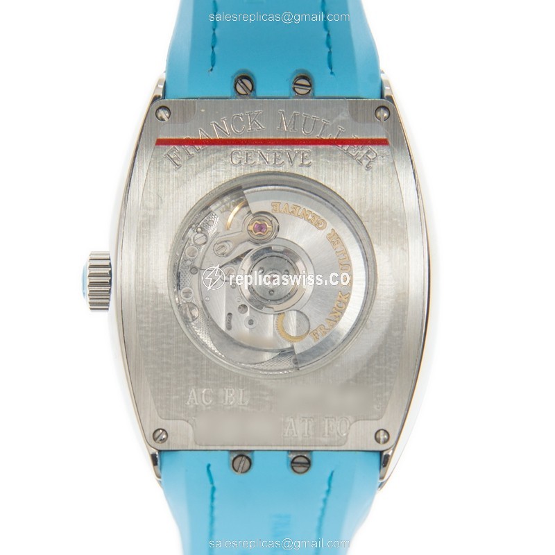 Franck Muller V35 SC AT FO Vanguard - Automatic - White Dial - Stainless Steel Case - White Leather Strap - View 3